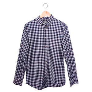 Goodfellow Navy & Pastel Pink Checkered Button-Up Shirt – Men’s Size S